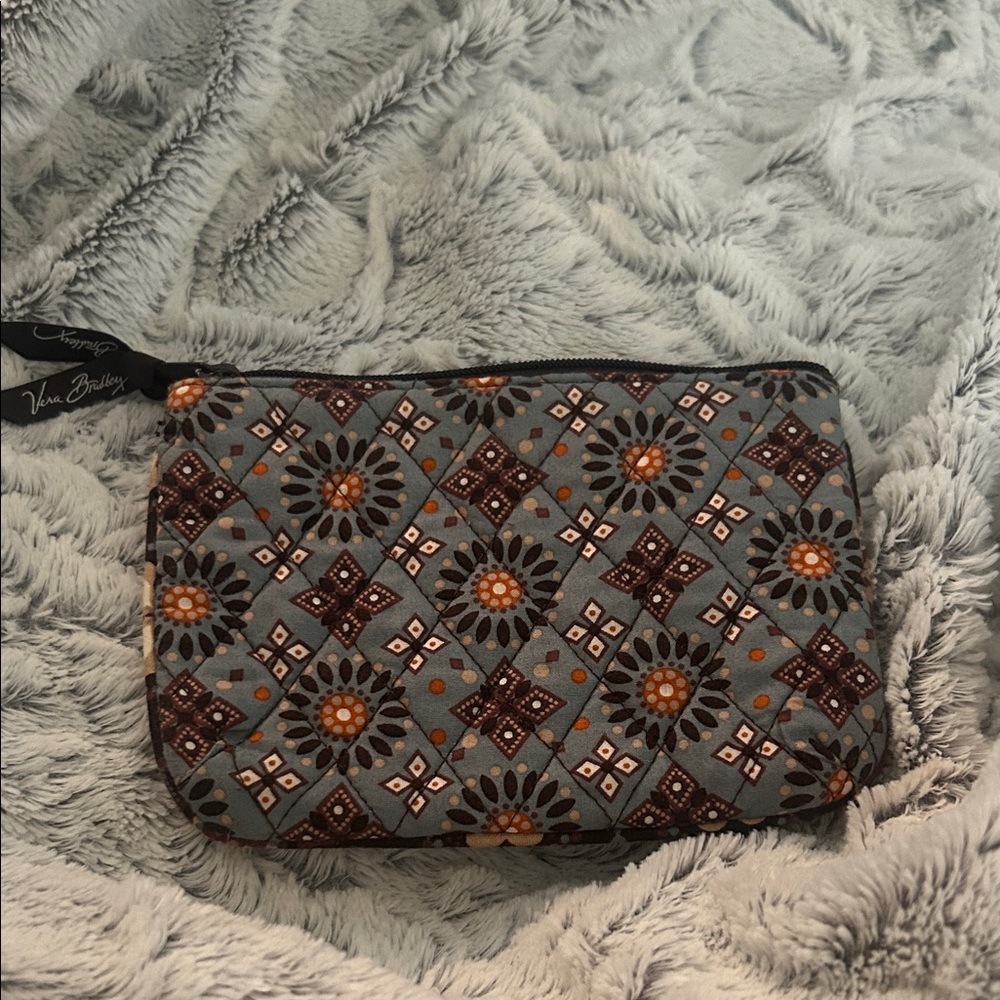 Vera Bradley Floral Pattern Cosmetic Bag - Gray and Brown